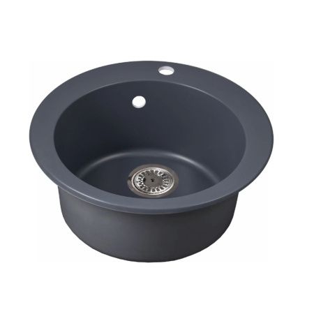 Мойка для кухни врезная SimGran Q-6 тёмно-серая из кварцистик, 51*51 см без сифона