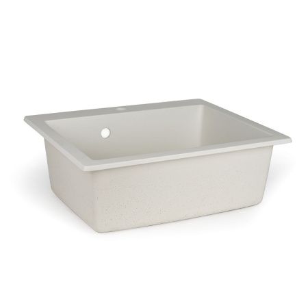 Мойка для кухни врезная SimGran Q-13 белая из кварцистик, 56.4*47.7 см без сифона
