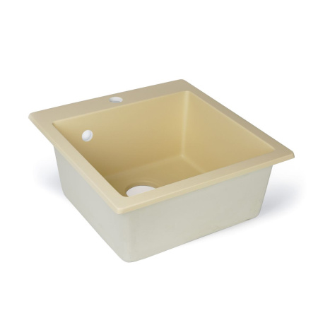Мойка для кухни врезная SimGran Q-10 бежевая из кварцистик, 48*47 см без сифона