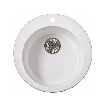 Мойка для кухни врезная SimGran Q-6 белая из кварцистик, 51*51 см без сифона