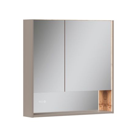 Шкаф зеркальный EQUIL Gleam 80.2D szGLEAM.LED.80.2D-25, амарок/дуб вотан