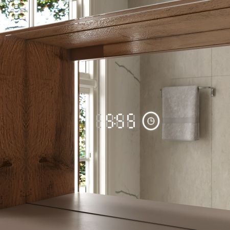 Шкаф зеркальный EQUIL Gleam 80.2D szGLEAM.LED.80.2D-25, амарок/дуб вотан