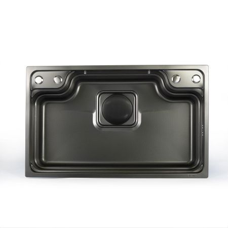 Мойка для кухни врезная Knois KN784808 черная из нержавеющей стали, 78*48 см с сифоном