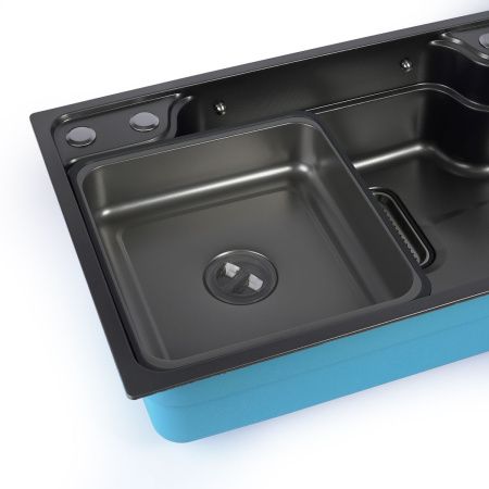 Мойка для кухни врезная Knois KN784808 черная из нержавеющей стали, 78*48 см с сифоном