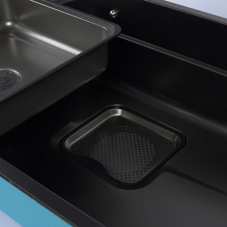 Мойка для кухни врезная Knois KN784808 черная из нержавеющей стали, 78*48 см с сифоном