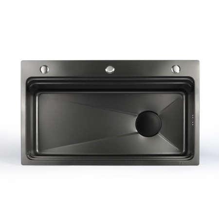 Мойка для кухни врезная Knois KN754608 черная из нержавеющей стали, 78*46 см с сифоном