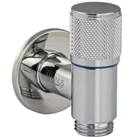 Кран угловой Санакс 1396 1/2"х1/2" круглый корпус, ручка с насечками, с декоративной чашкой